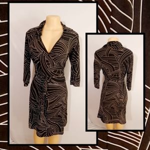 Vintage Labelle Abstract Print Wrap Dress M